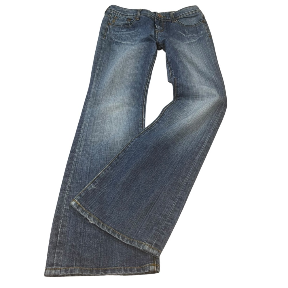 Vintage Y2K Seven7 women’s sz 28  jeans Rhinestone Flare Low Rise Bootcut blue - Picture 5 of 16
